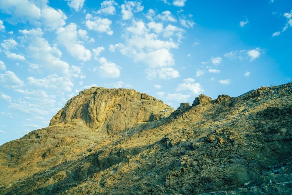 Hira Cave on Jabal al-Nour under a blue sky, Makkah